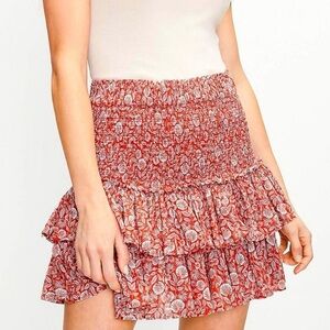 LOFT Ruffle Skirt Smocked Ladies Medium NWT Boho Beach Cowgirl Western